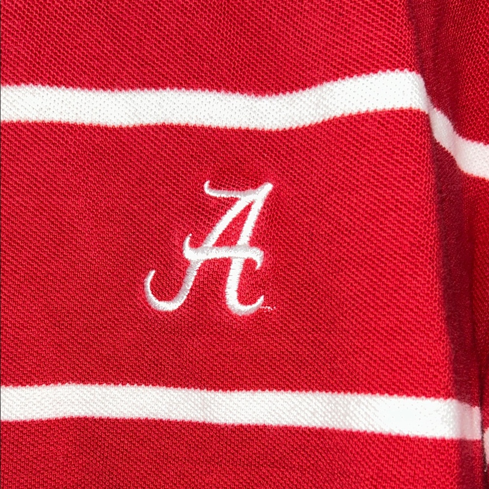 Men's Crimson Polo Shirt with White Stripes - Picture 2 of 4